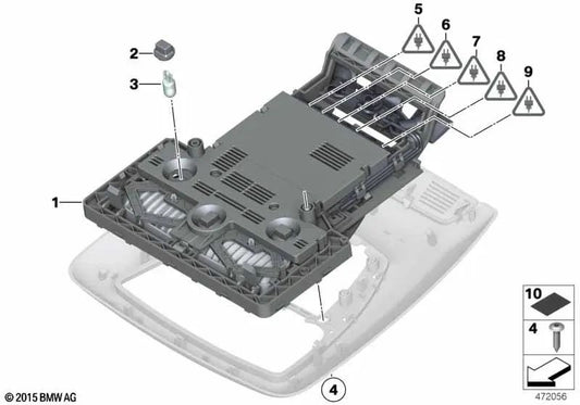 Conjunto de Repuesto para el Centro de Control del Techo para BMW Serie 5 F07N, F10, F10N, F11N, F18N, Serie 7 F01N, F02N, X3 F25, X4 F26 (OEM 61319289277). Original BMW