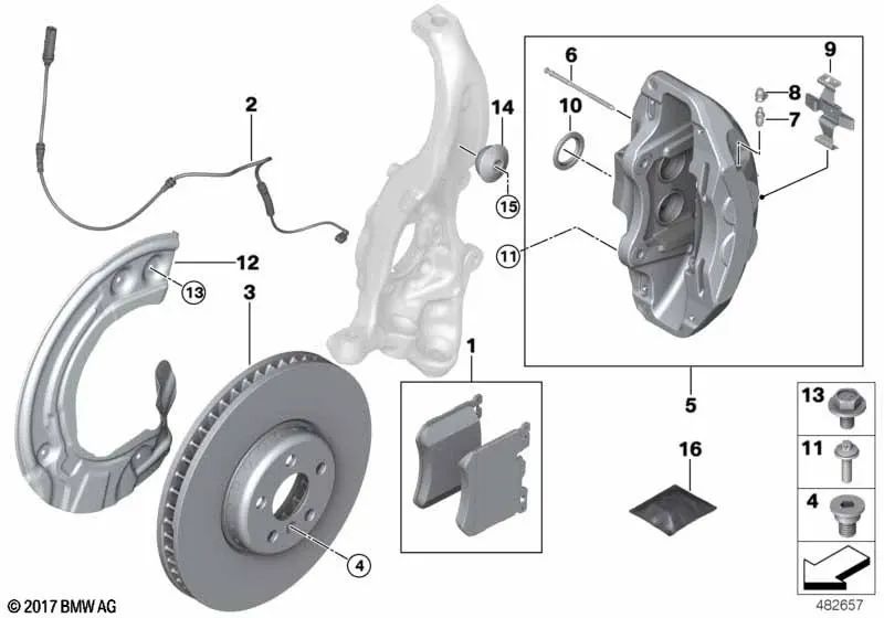 Left silver brake caliper housing for BMW G11, G11N, G12, G12N (OEM 34116891279). Genuine BMW