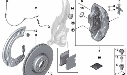 Left brake caliper housing for BMW 7 Series G11N, G12N (OEM 34106878279). Original BMW