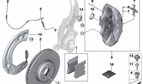 Carcasa de pinza de freno izquierda para BMW Serie 7 G11N, G12N (OEM 34106878279). Original BMW