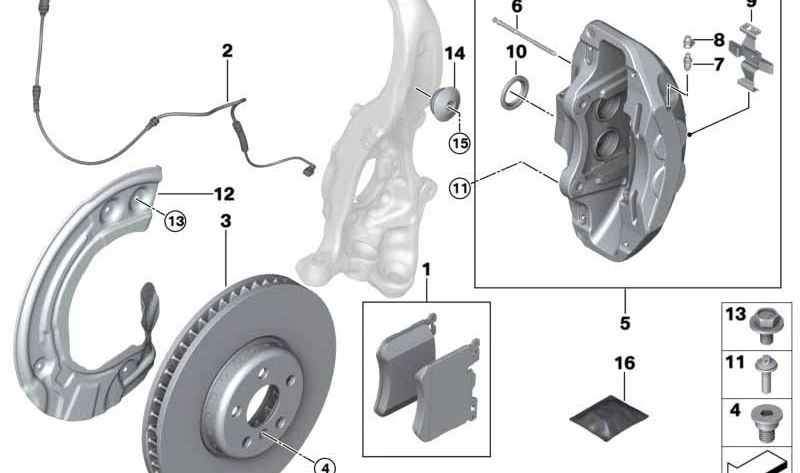 Carcasa de pinza de freno plata derecha para BMW Serie 7 G11, G12 (OEM 34116891300). Original BMW.