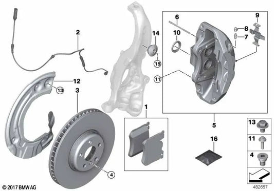 Carcasa de pinza de freno izquierda para BMW Serie 6 G32N, Serie 7 G11, G11N, G12, G12N (OEM 34116891297). Original BMW.