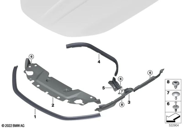 Junta tapa delantera frontal para BMW G70 (OEM 51749464344). Original BMW.