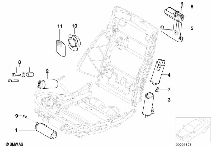 Rejilla del Asiento para BMW E60, E60N, E61, E61N, E65, E66, E70, E70N, E71, E72 (OEM 52207063579). Original BMW.