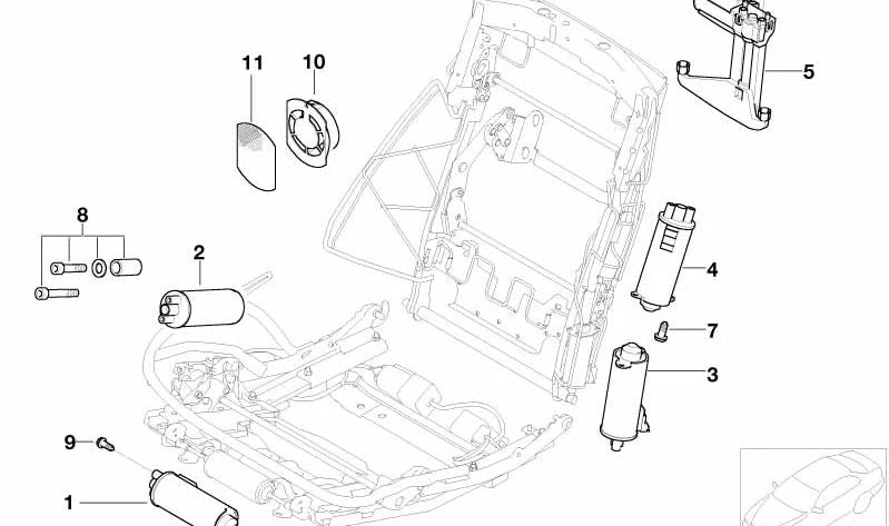 Unidad de ajuste longitudinal y de inclinación del asiento para BMW E65, E66 (OEM 67317070500). Original BMW