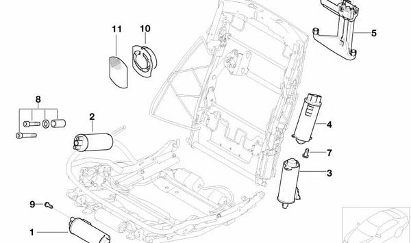 Unidad de ajuste longitudinal y de inclinación del asiento para BMW E65, E66 (OEM 67317070500). Original BMW