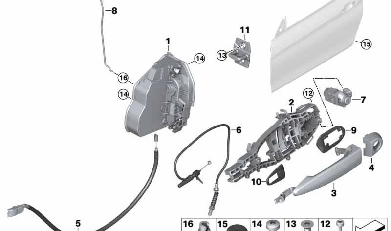 Varilla de activación izquierda para BMW Serie 4 F32, F33, F82, F83 (OEM 51217281601). Original BMW