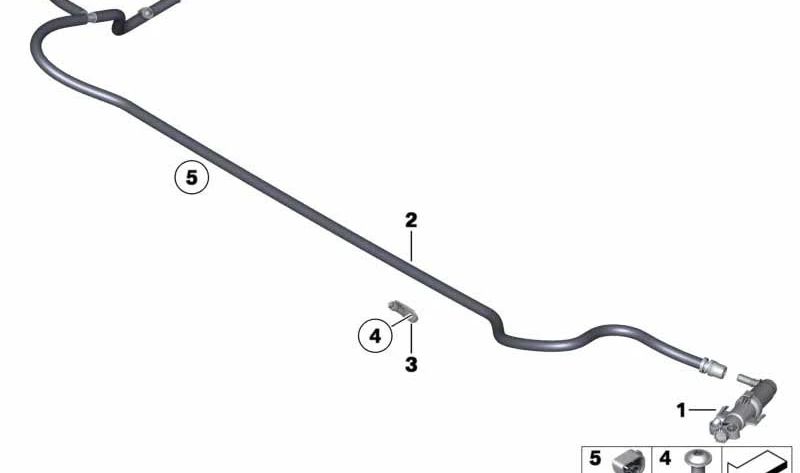 Conducción de tubería para lavaparabrisas del faro para BMW F07, F10, F11, F18, Serie 5, Serie 7, F01N, F02N, F04 (OEM 61677182525). Original BMW