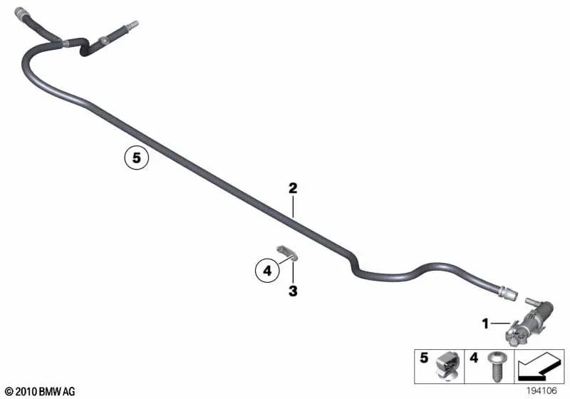 Boquilla de alta presión izquierda para BMW F07, F10, F11, F18 (OEM 61677377667). Original BMW