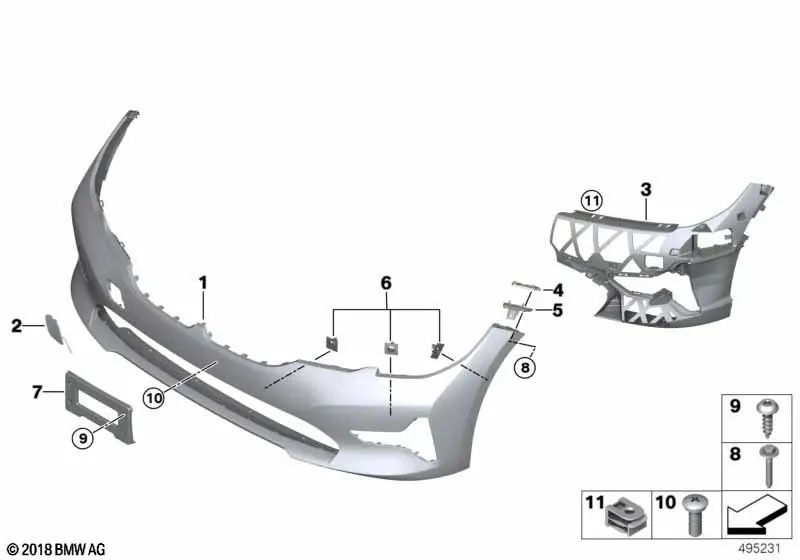 Paragolpes delantero para BMW Serie 3 G20, G21 (OEM 51118496503). Original BMW