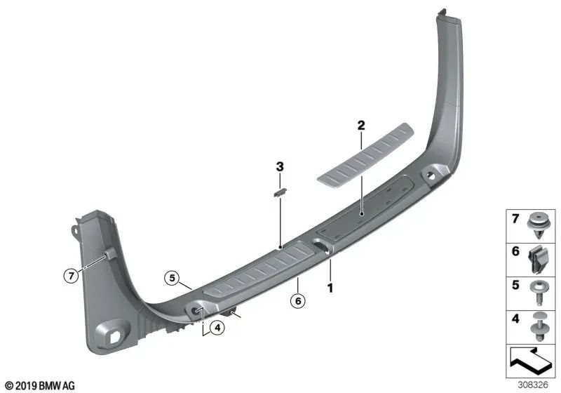 Cubierta Inserto Acero Inoxidable Izquierda para BMW Serie 3 F34, F34N (OEM 51477298979). Original BMW