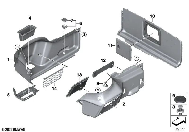 Bandeja de almacenamiento de equipaje para BMW G29 (OEM 51477456425). Original BMW.