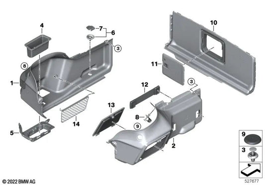 Bandeja de almacenamiento de equipaje para BMW G29 (OEM 51477456425). Original BMW.