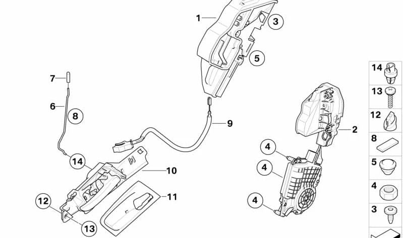 Cable de apertura para puerta trasera BMW X5 E70, X6 E71 (OEM 51227137107). Original BMW