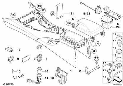 Tapa de consola central para BMW Serie 3 E90N, E91N, E92, E92N, E93, E93N (OEM 51169134486). Original BMW