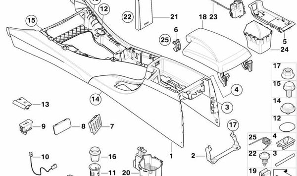 Consola para BMW E90N, E92, E93 (OEM 51167963306). Original BMW