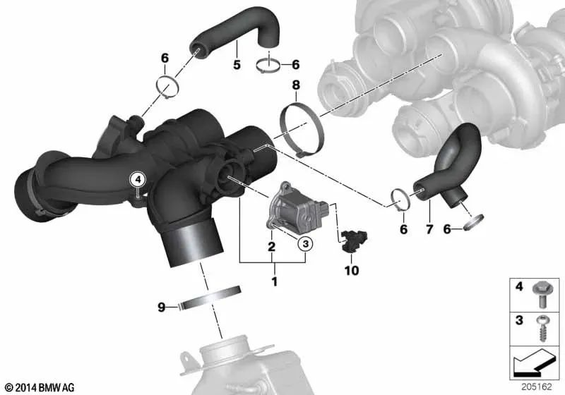 Leitung Schubumluft für BMW X5 E70, X6 E71 (OEM 13717594398). Original BMW.