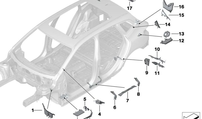 Rear Right Outer Inlet Part for BMW 2 Series U06 (OEM 41009482626). Original BMW