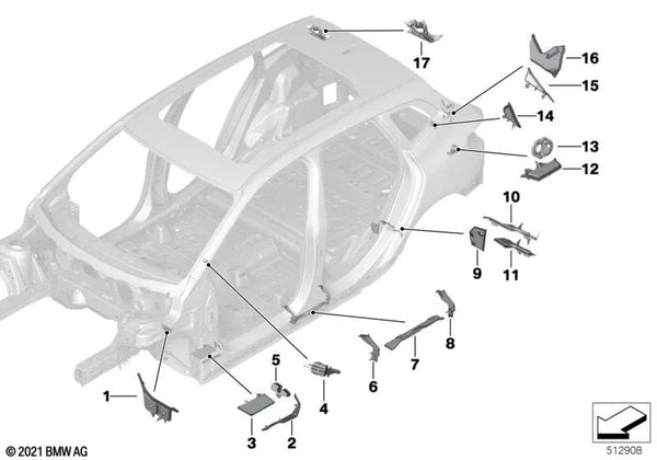 Formteil para entrada exterior derecha para BMW Serie 2 U06 (OEM 41007496746). Original BMW