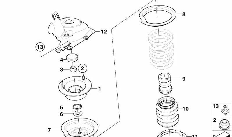 Tapa del soporte del amortiguador derecha para BMW E60, E61 (OEM 51717046902). Original BMW