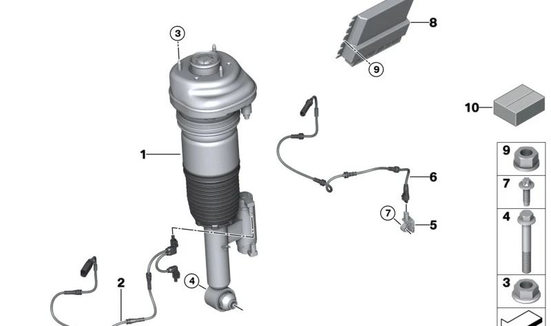 Cable sensor aceleración de rueda OEM 37146861346 para BMW F90, G30, G11, G12, F92, G14, G15, G16. Original BMW.