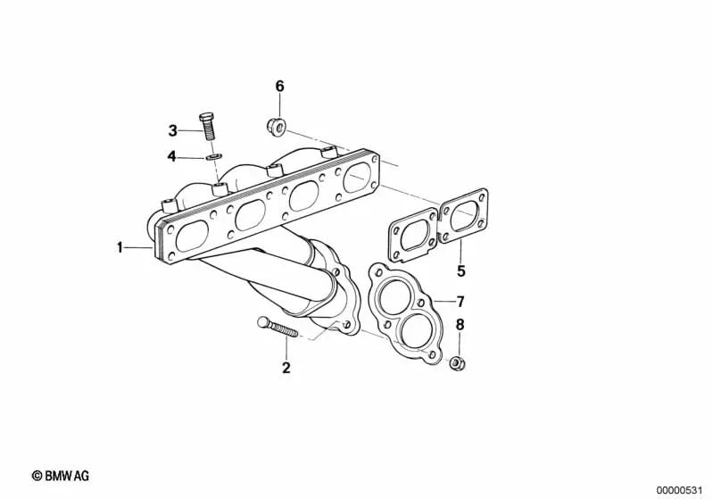 Abgaskrümmer für BMW E30, E36 (OEM 11621728370). Original BMW.