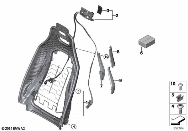 Guía del cinturón derecha para BMW I12, I12N (OEM 52107326596). Original BMW