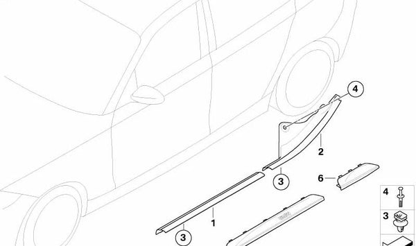 Cubierta de entrada cromada trasera derecha para BMW E87, E87N (OEM 51777139164). Original BMW