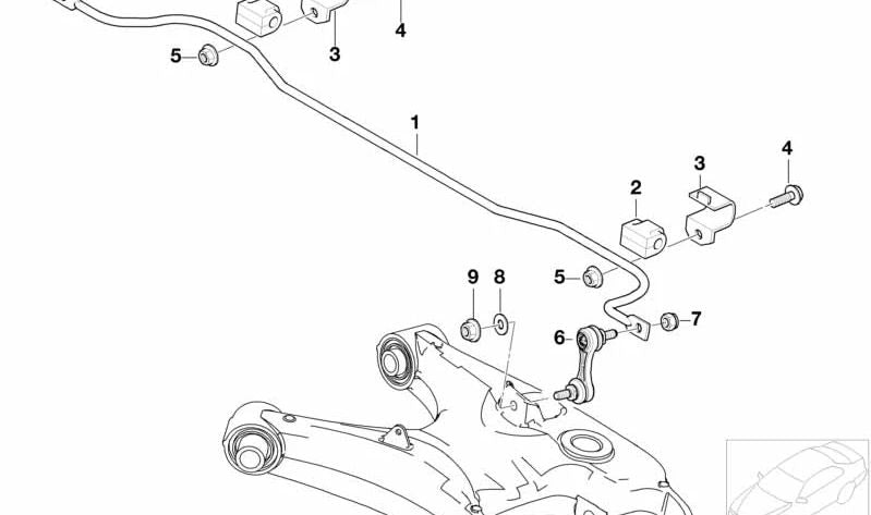 Barra estabilizadora trasera OEM 33551092835 para BMW E39. Original BMW.