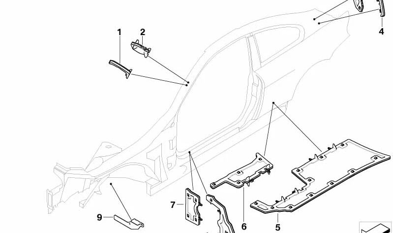 Support de la structure droite OEM 41147135326 pour BMW E63, E64. BMW d'origine.