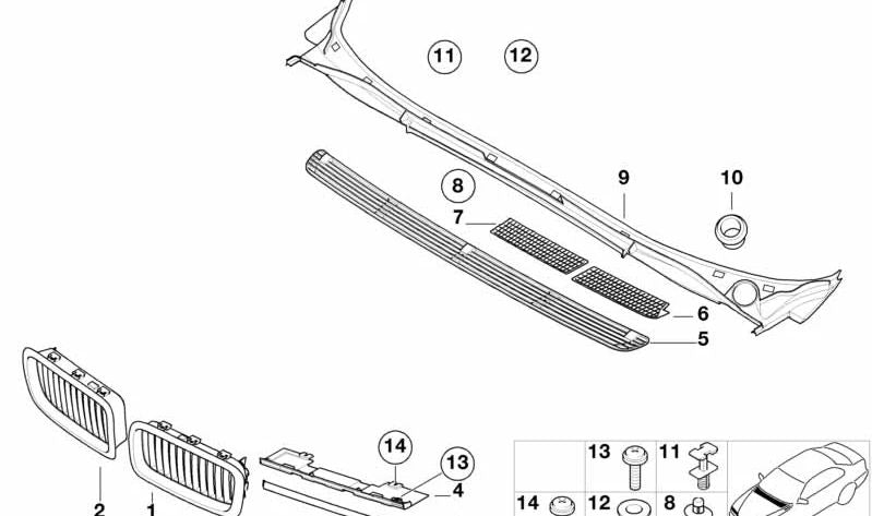 Placa de soporte derecha para BMW Serie 7 E38 (OEM 51138157938). Original BMW