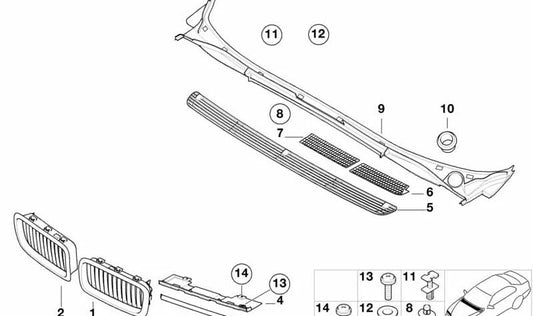 Primed Zierblende for BMW 7 Series E38 (OEM 51138191351). Genuine BMW