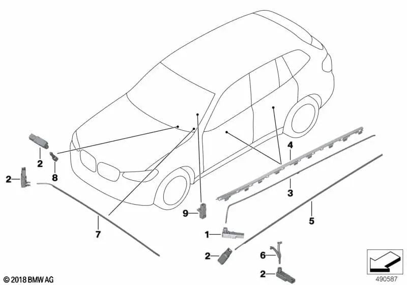 Difusor de línea de contorno puerta izquierda para BMW X3 F97, G01, G08, X4 F98, G02 (OEM 63315A411D1). Original BMW.