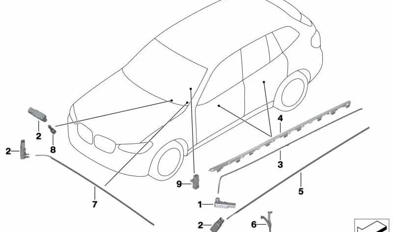 Guía de luz línea de contorno puerta derecha para BMW X3 F97, G01, G08, X4 F98, G02 (OEM 63316824242). Original BMW