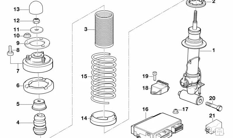 Muelles de suspensión trasera OEM 33532226288 para BMW E34, E32. Original BMW.