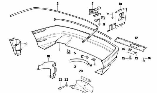 Protetor de plástico OEM 51121940913 para BMW Série 8 (E31). BMW originais.