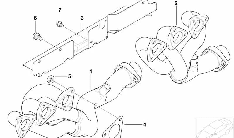 Colector de escape trasero OEM 11627830659 para BMW E36, E46, Z3. Original BMW.