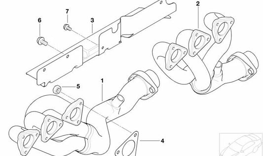 Collettore di scarico posteriore OEM 11627833643 per BMW E46, E85, E86. BMW originale.