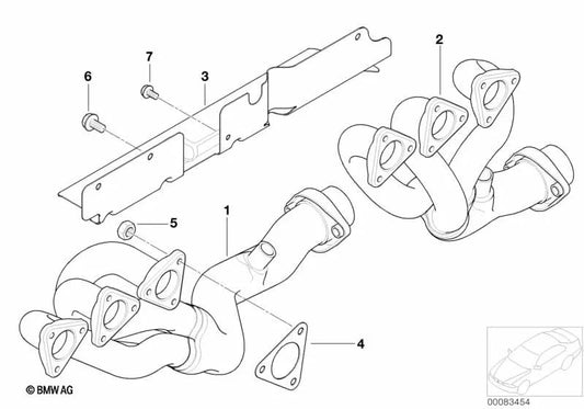 Vorderer Abgaskrümmer für BMW E46, E85, E86 (OEM 11627833500). Original BMW