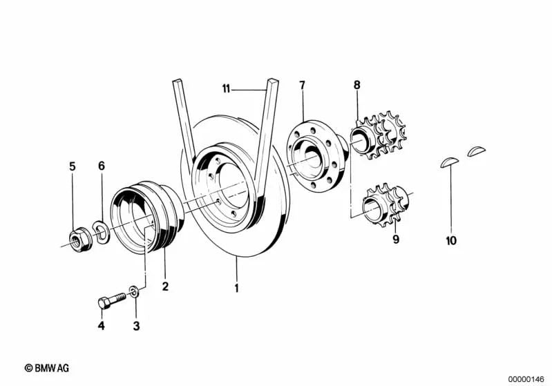 Amortiguador de Vibraciones para BMW E34, E24, E32 (OEM 11231722723). Original BMW