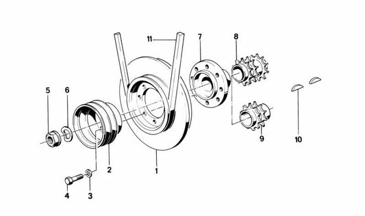 Amortiguador de vibraciones para BMW Serie 5 E12, E28, Serie 6 E24, Serie 7 E23 (OEM 11231269456). Original BMW.