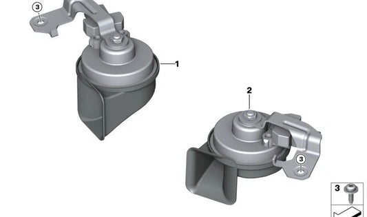 Claxon electrónico de tono grave OEM 61339466249 para BMW G26, i4 (G26). Original BMW.