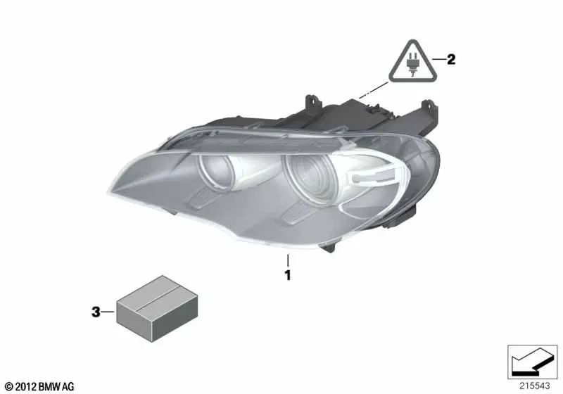 Scheinwerfer mit Bi-Xenon-Licht rechts für BMW X5 E70N (OEM 63117240788). Original BMW