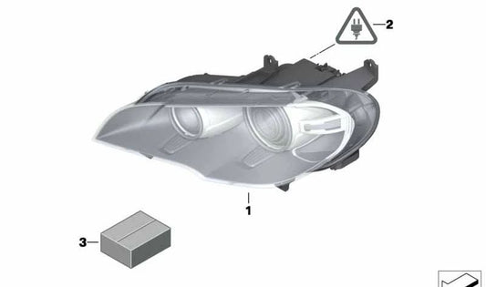 Right headlight for BMW X5 E70 (OEM 63127278048). Original BMW