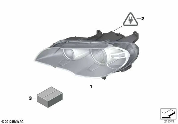 Faro derecho para BMW X5 E70, E70N (OEM 63127278046). Original BMW