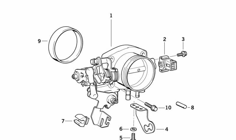 Throttle Cable Bracket for BMW 3 Series E36, 5 Series E34 (OEM 13541730049). Original BMW