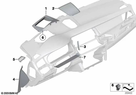 Rejilla de Descongelación Derecha para BMW F07, F07N (OEM 51459142605). Original BMW.