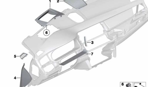 Tapa embellecedora altavoz central OEM 51459199036 para BMW Serie 5 GT (F07). Original BMW.