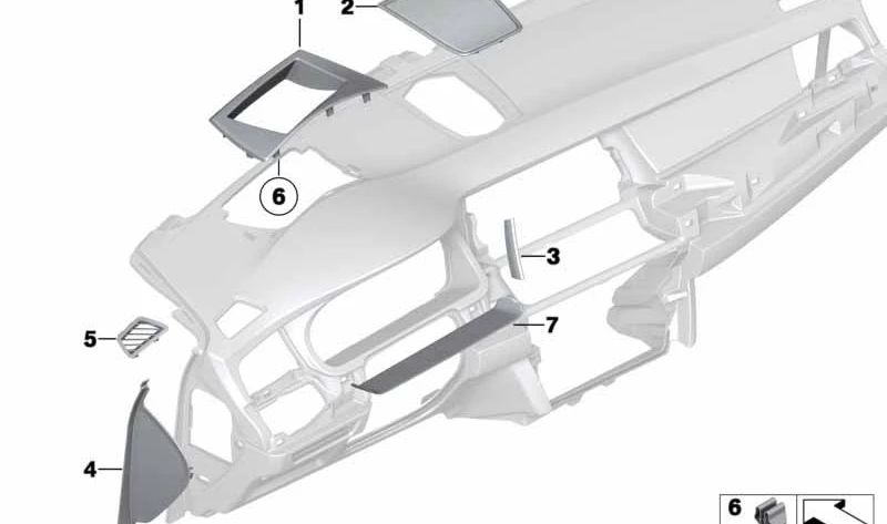 Instrument panel cover for BMW 5 Series F07, F07N (OEM 51459142651). Genuine BMW