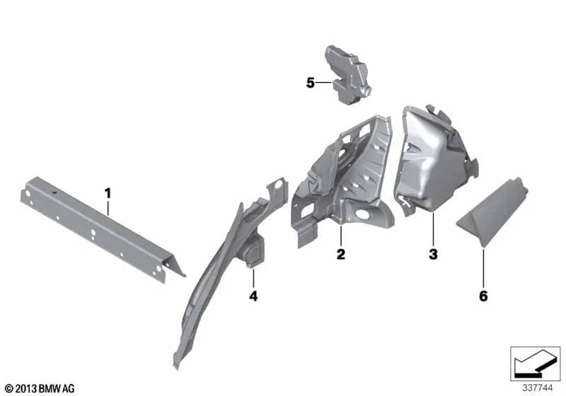 Right wheel arch sound insulation for BMW 5 Series F07, F07N (OEM 51489138928). Genuine BMW